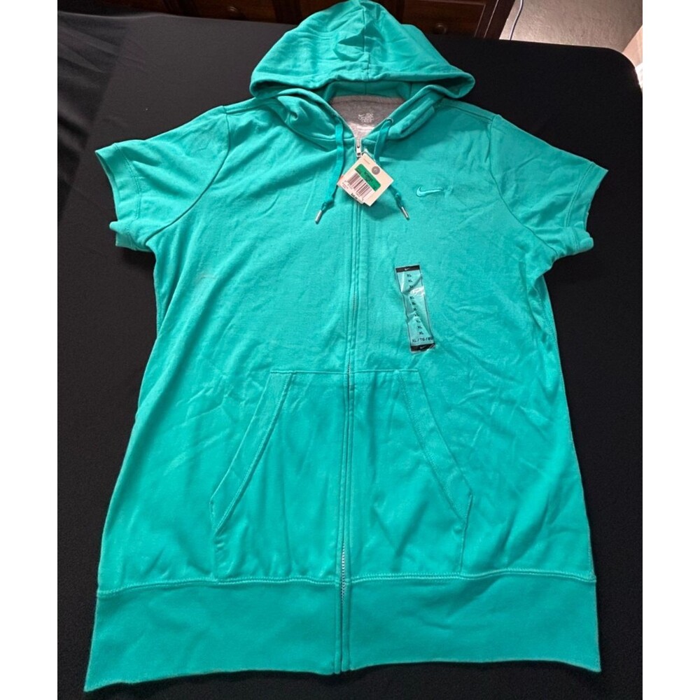 Nike The Athletic Dept Hoodie XL Teal Short Sleeve Zip Up lightweight NWT